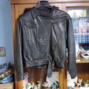 Women's leather motorcycle jacket